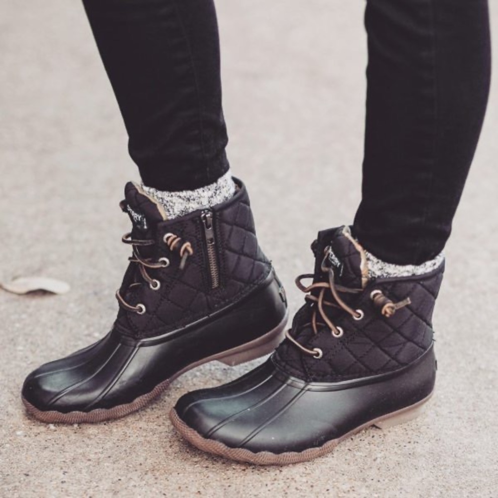 sperry quilted black duck boots